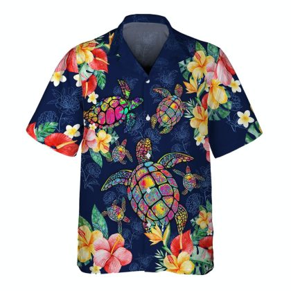 Color Turtle 3D Hawaiian Shirt Gift For Turtle Lover